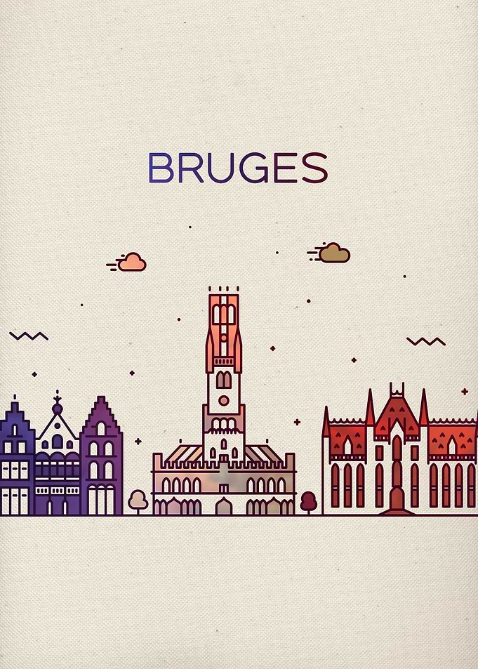 Bruges City Skyline Art