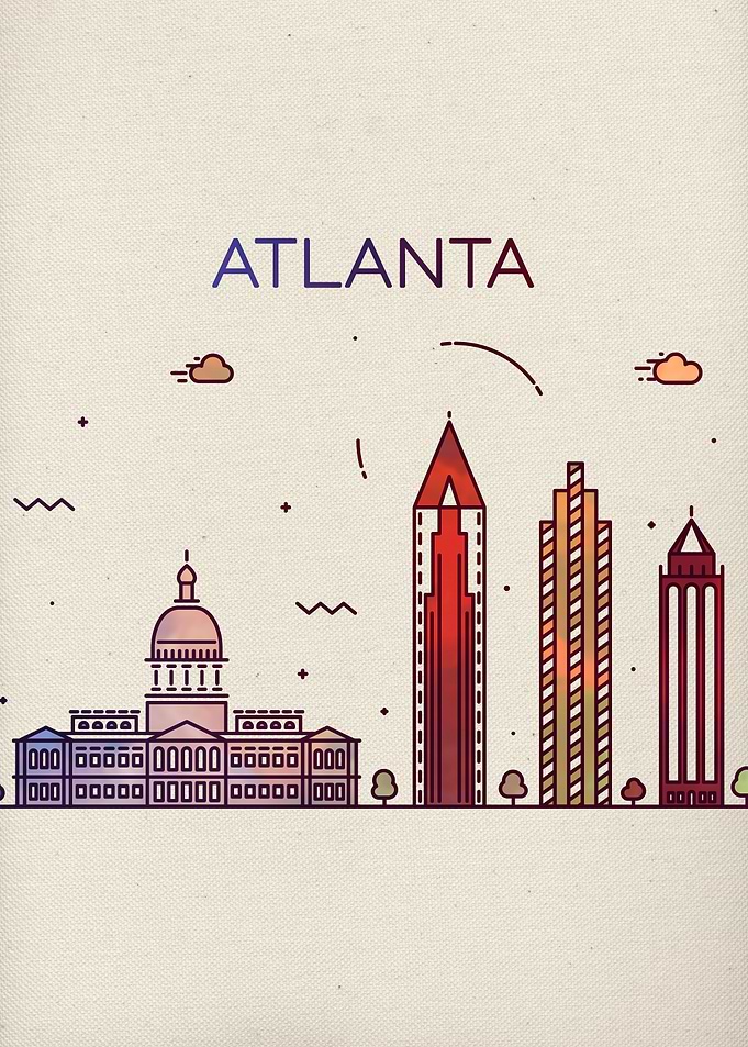 Atlanta City Skyline Art