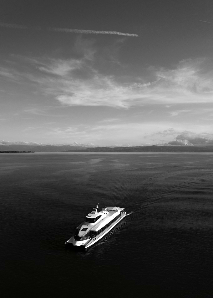 Black and White Yacht