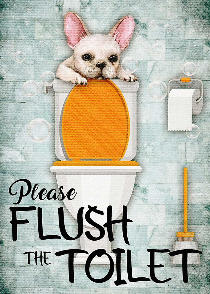 Frenchie Flush Toilet Art