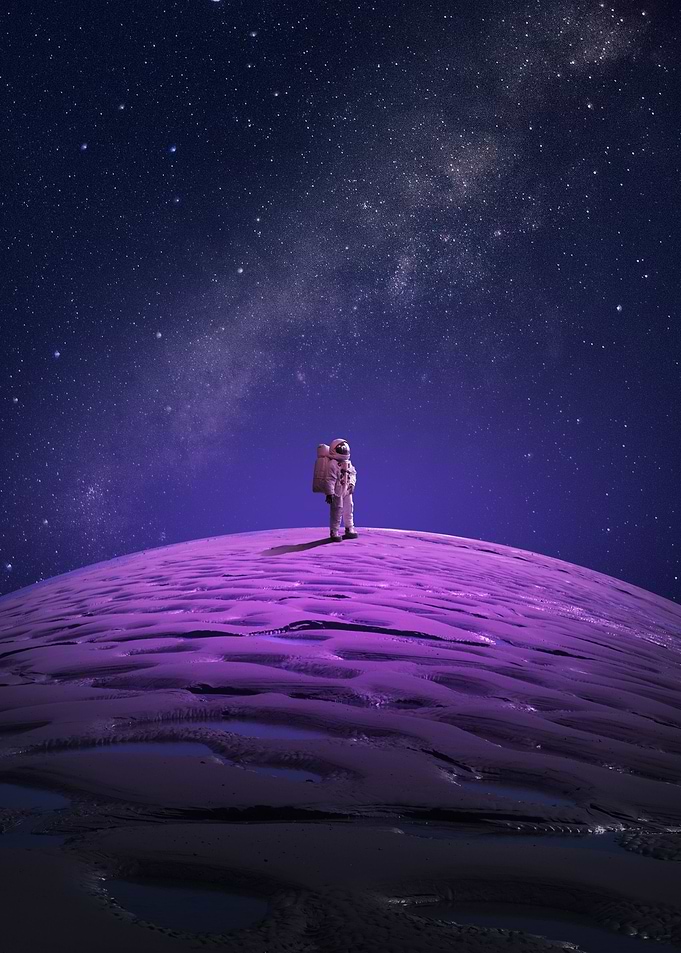 Astronaut in galaxy