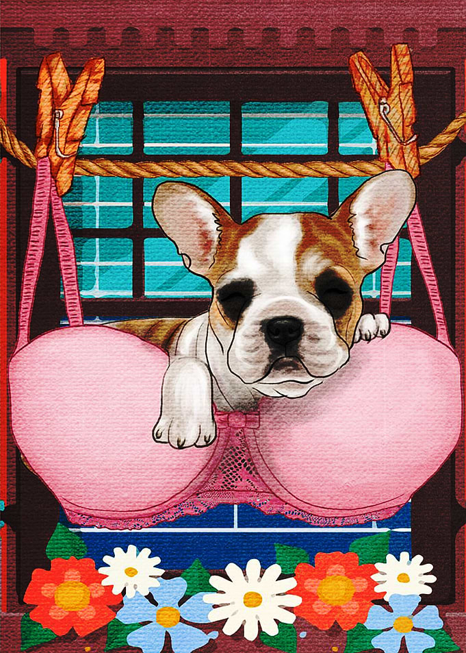 Frenchie Flush Toilet Art
