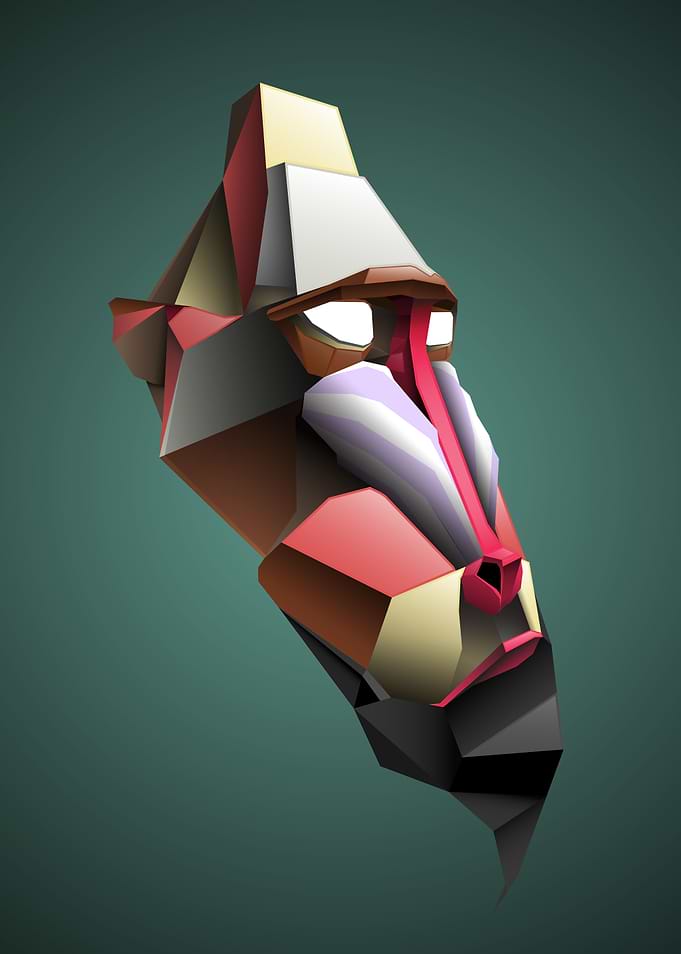 Neo cubism mask baboon