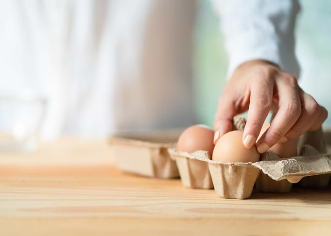 egg from paper tray