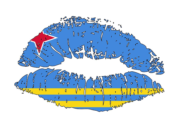 Patriotic Kiss Aruba flag
