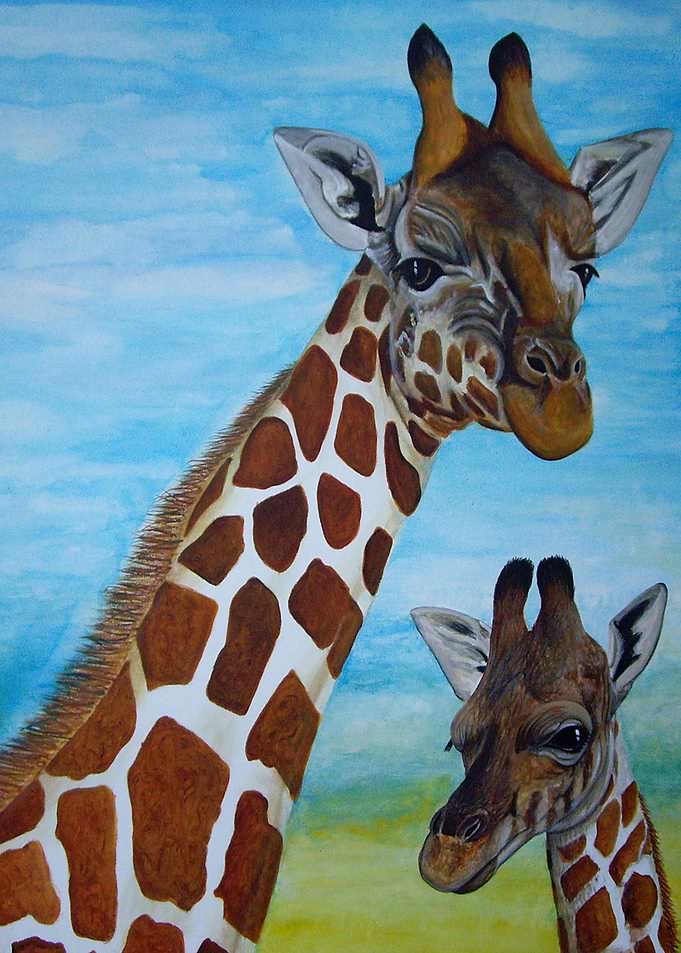 Giraffe and baby