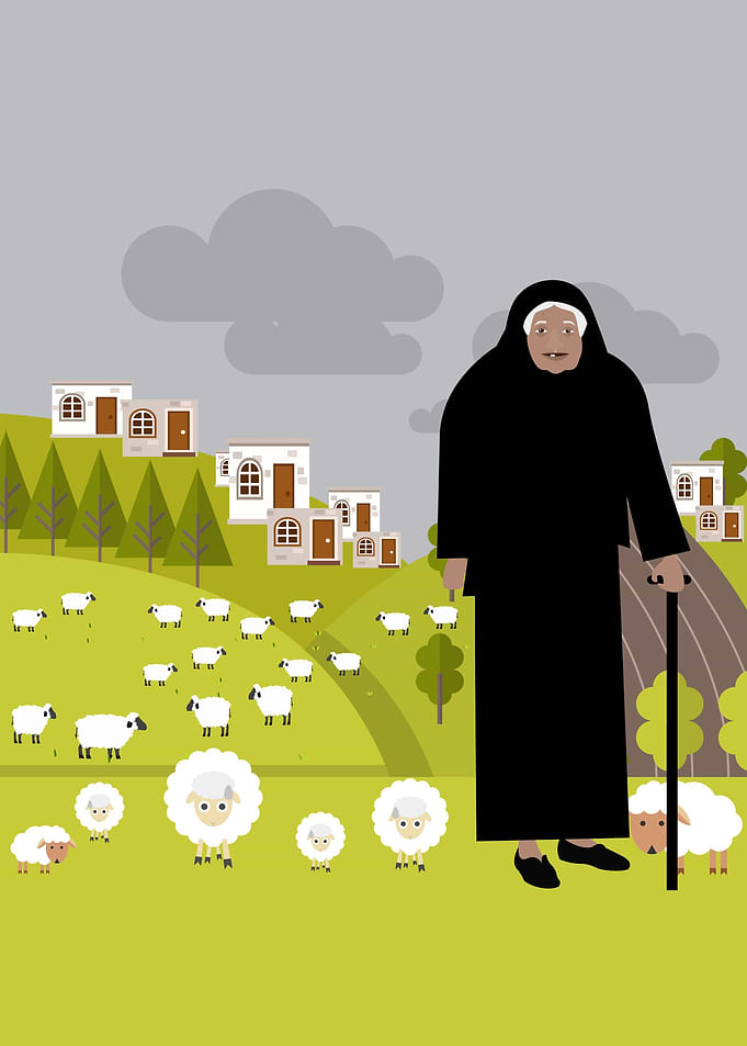 An old shepherd and her ab