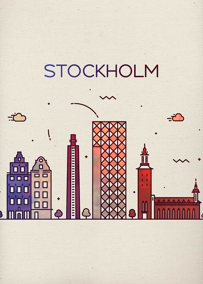 Stockholm City Skyline Art