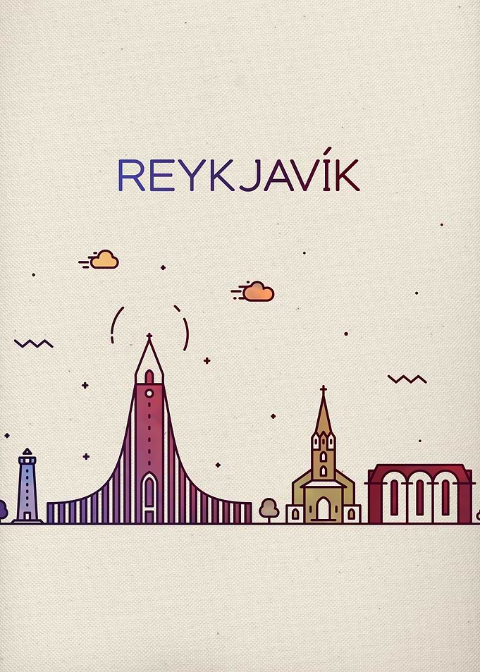 Reykjavik City Skyline Art