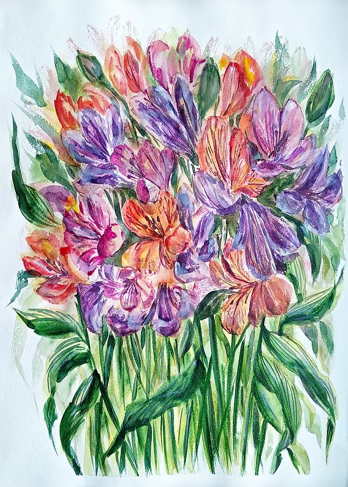 Spring flowers watercolor