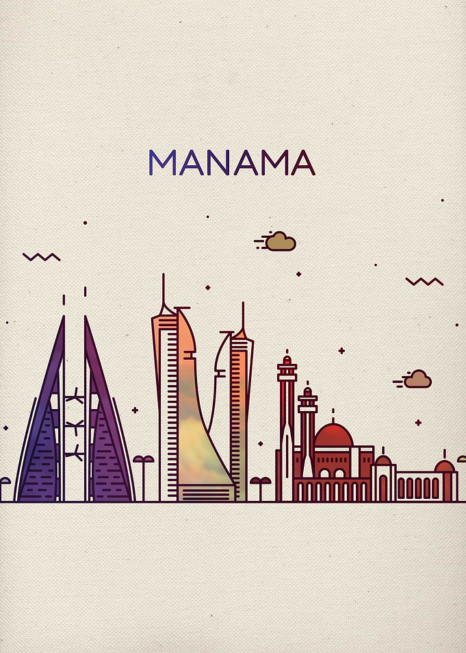Manama City Skyline Art
