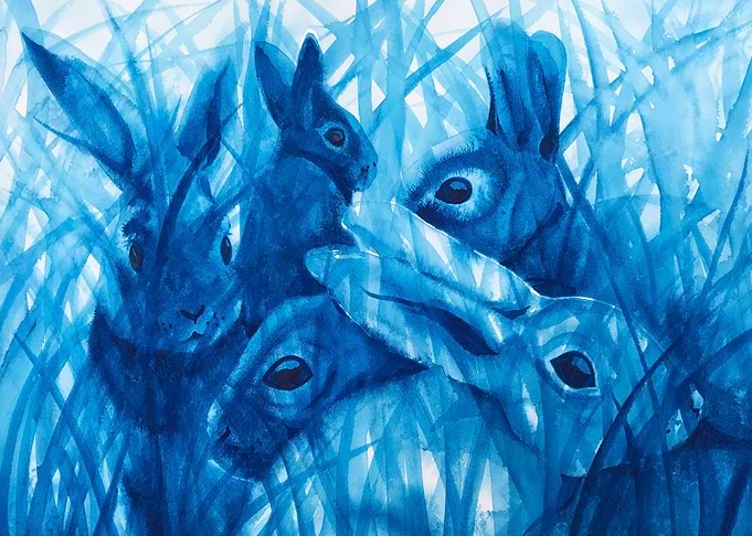 Rabbits in Tall Grass