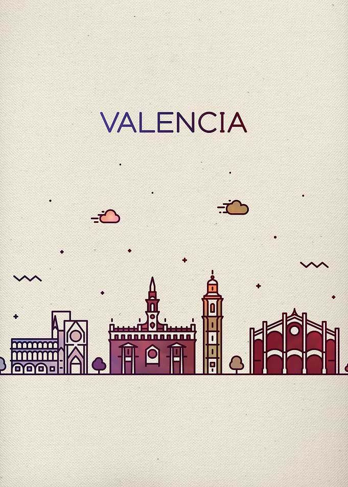 Valencia City Skyline Art