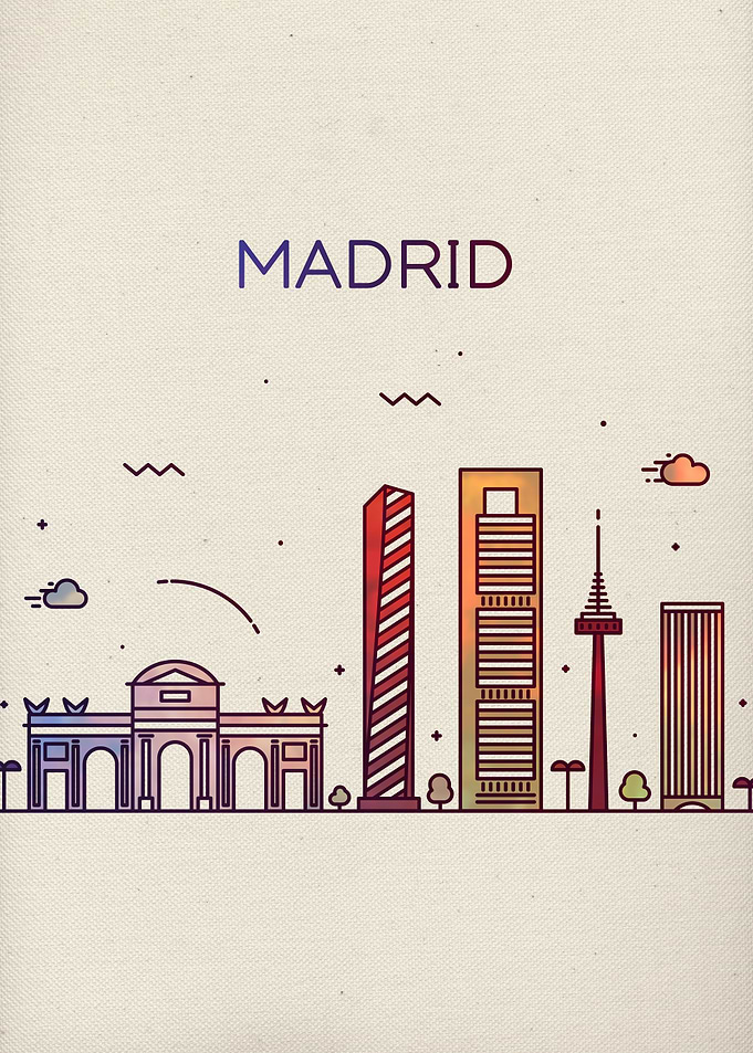 Madrid Spain City Skyline