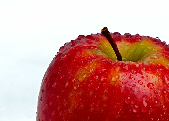 Red Wet Apple On White