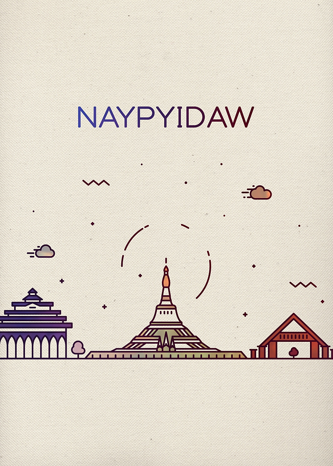 Naypyidaw City Skyline Art