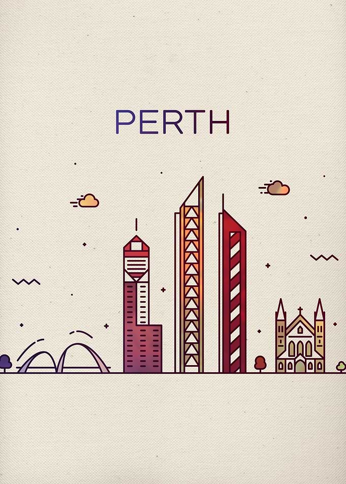 Perth City Skyline Art