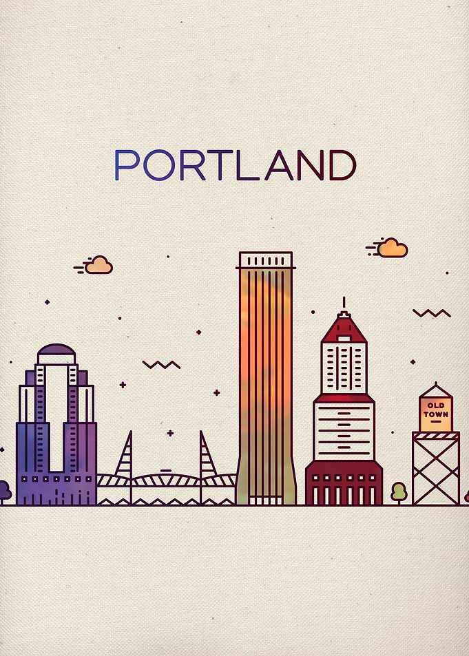 Portland City Skyline Art