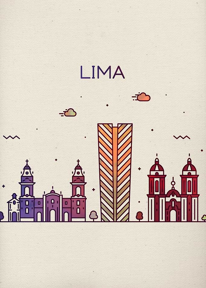 Lima Peru City Skyline Art
