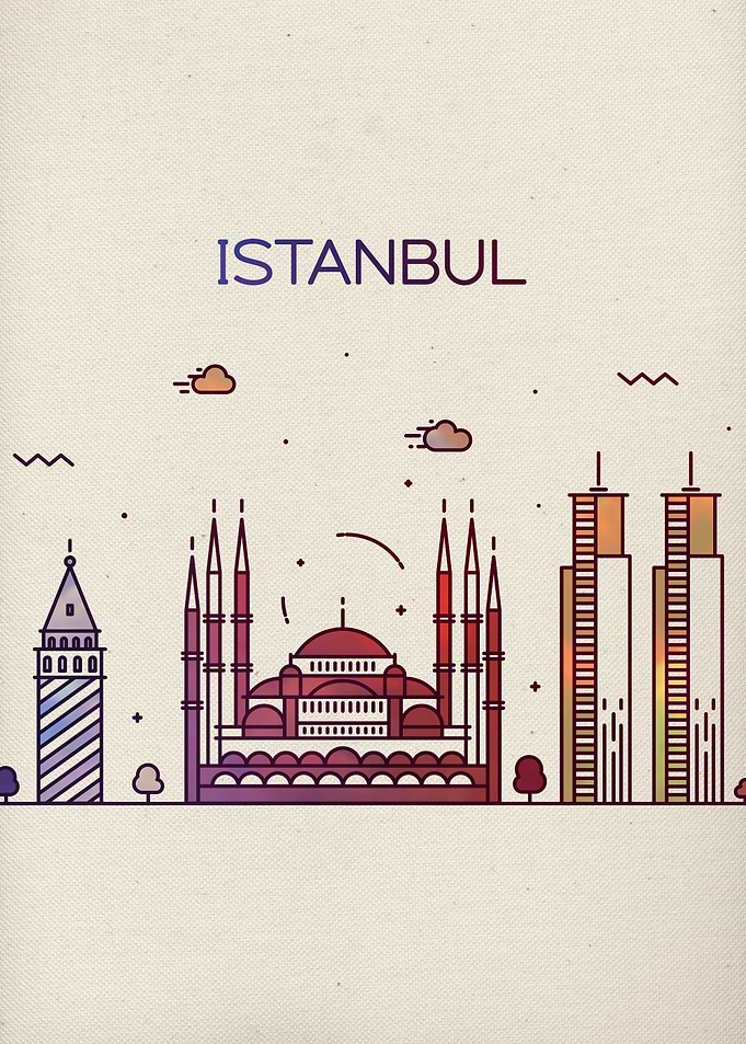 Istanbul City Skyline Art