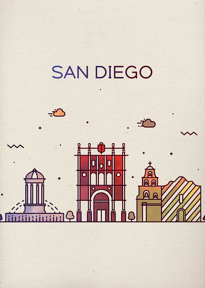San Diego City Skyline Art