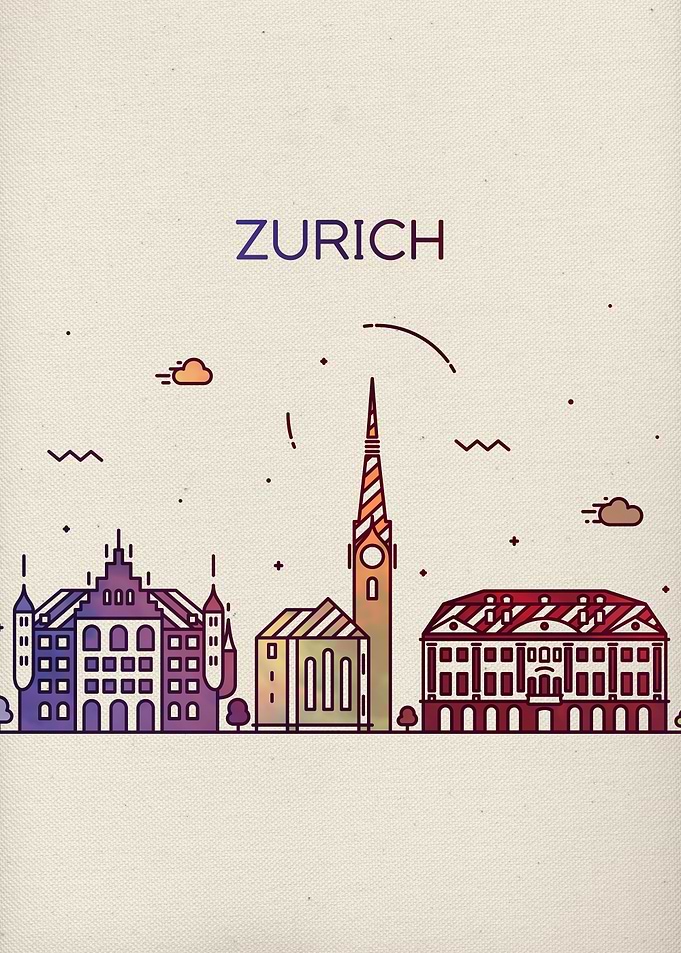 Zurich City Skyline Art