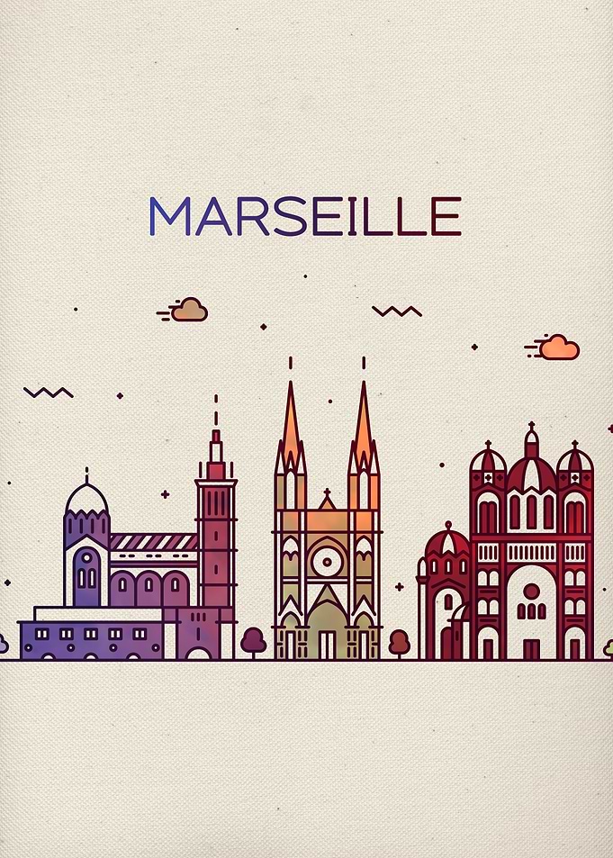 Marseille City Skyline Art