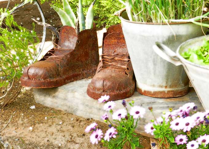 Rusted metal shoes