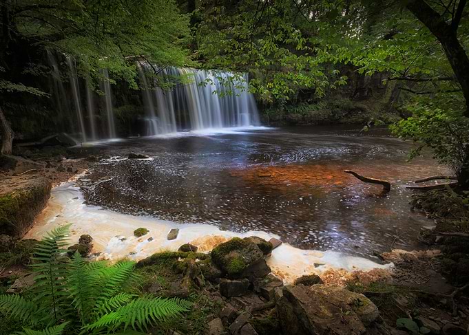 Waterfall and foam