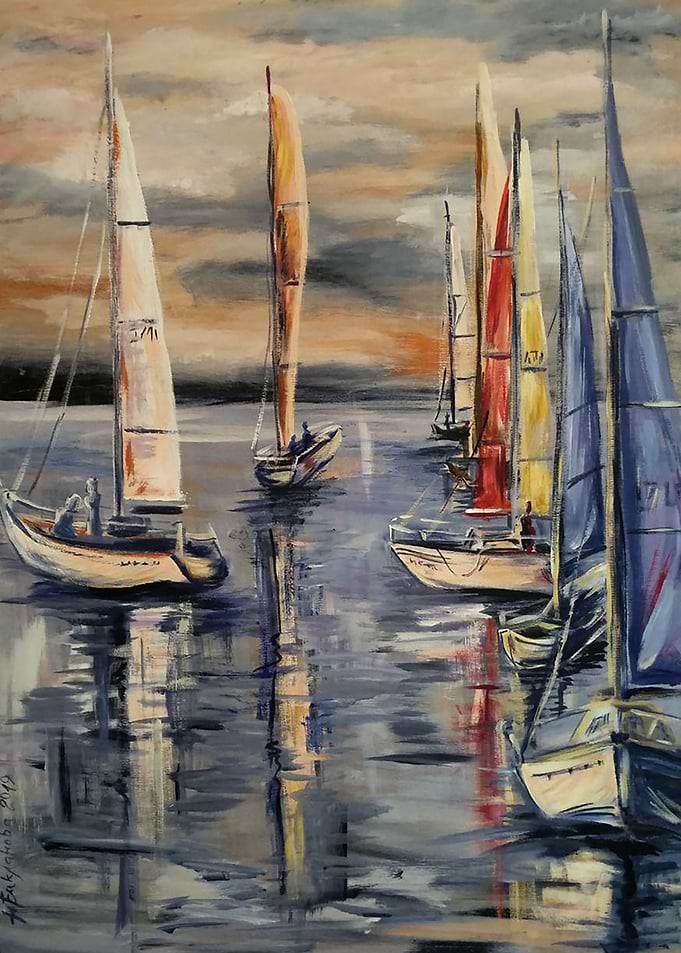 Yachts on sunset Original