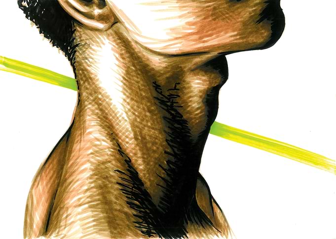 His neck