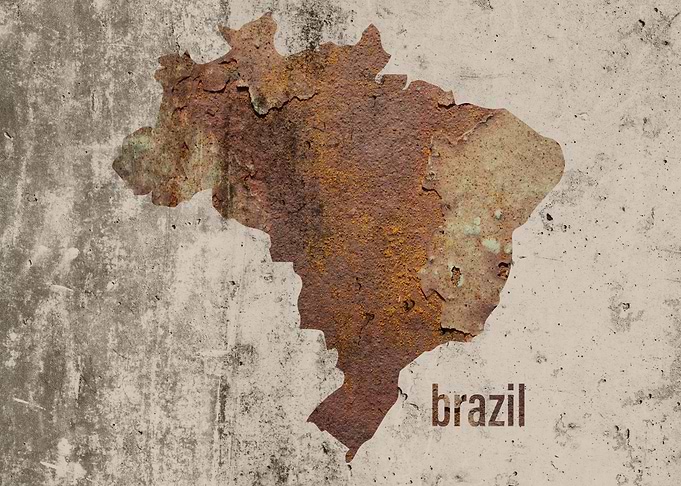 Brazil Map Rusty Cement