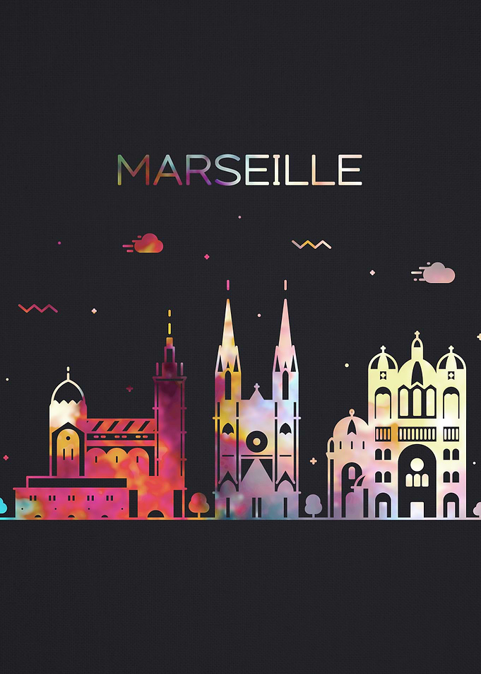 Marseille City Skyline Art
