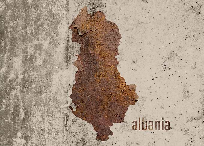 Albania Map Rusty Cement