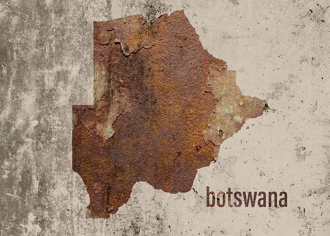 Botswana Map Rusty Cement