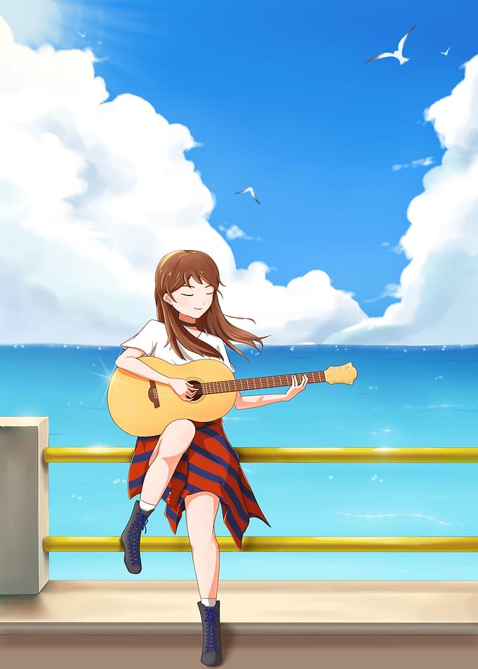 Girl playing Guitar