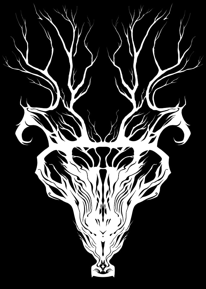Deer forest skull