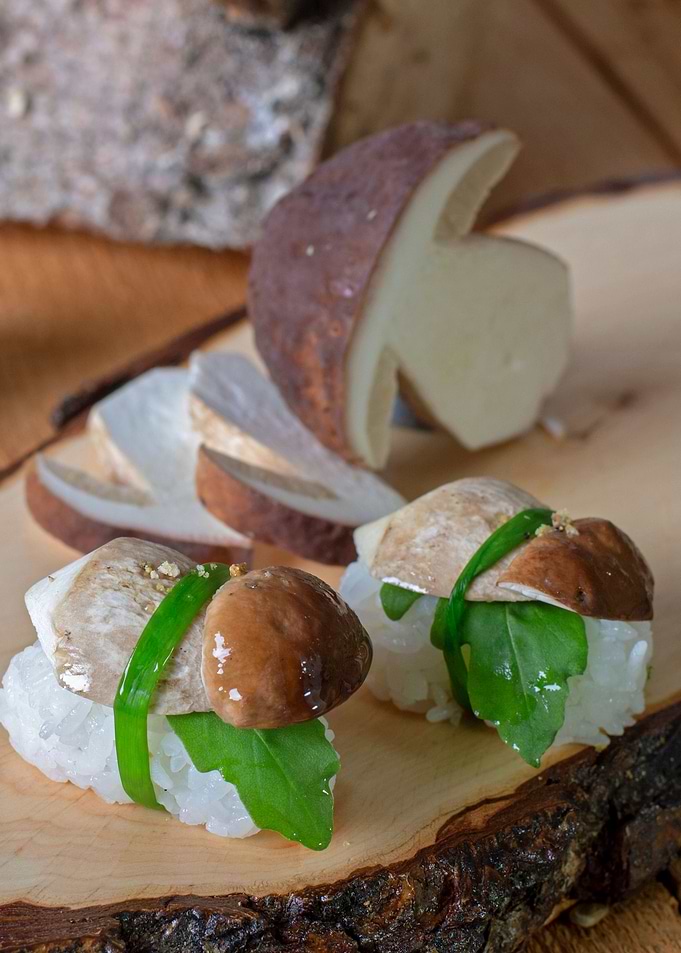 sushi forest mushrooms