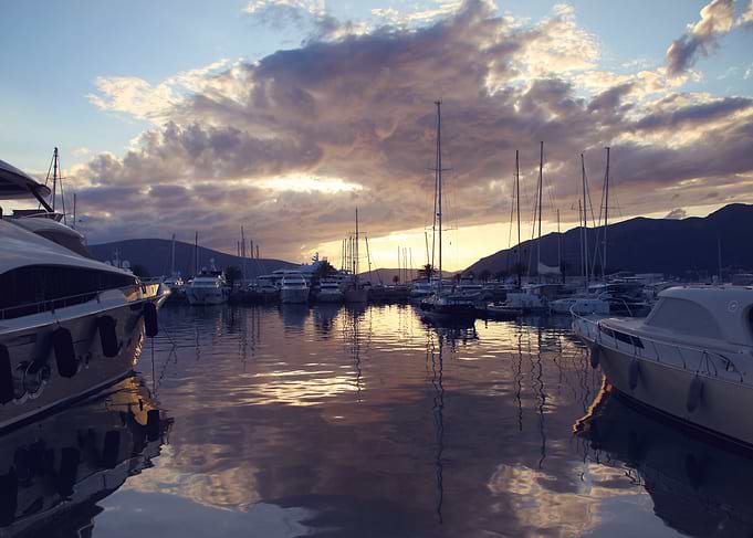 Sunset above marina