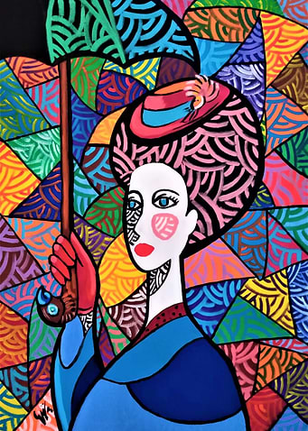 Woman under the umbrella