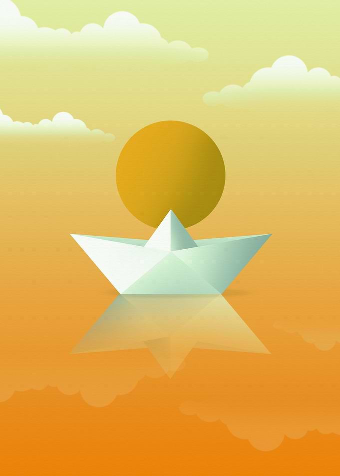 Paper Boat under Sunset