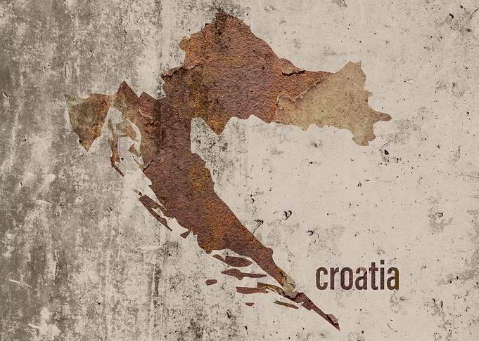 Croatia Map Rusty Cement