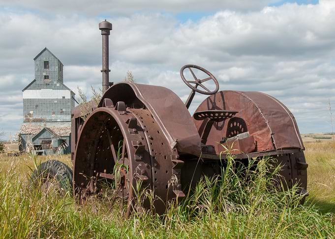 old tractor and elevator