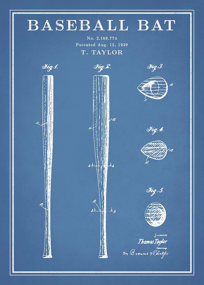 Baseball Bat Patent Print