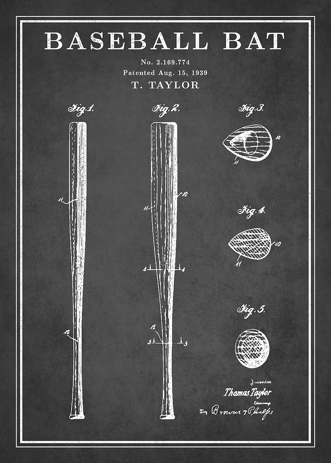 Baseball Bat Patent Print