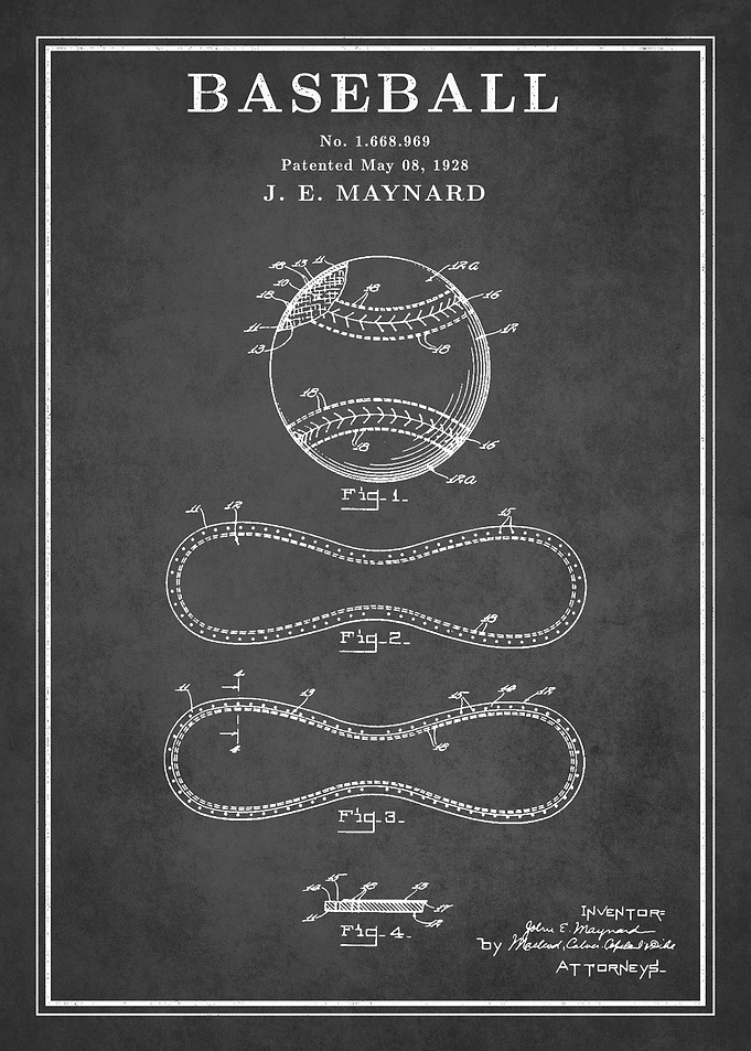 Baseball Patent Print Art