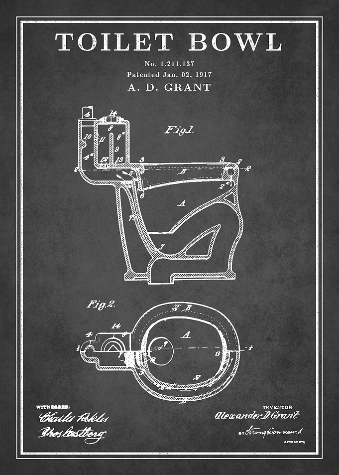 Toilet Bowl Patent Print