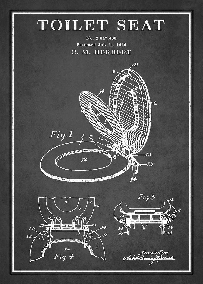 Toilet Seat Patent Print