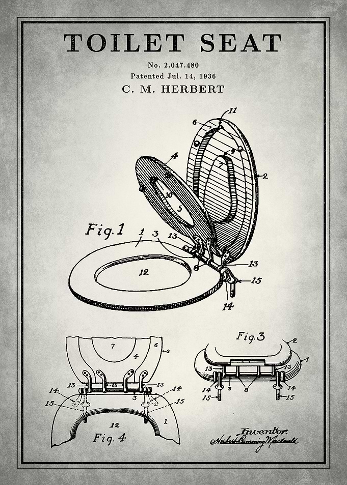Toilet Seat Patent Print