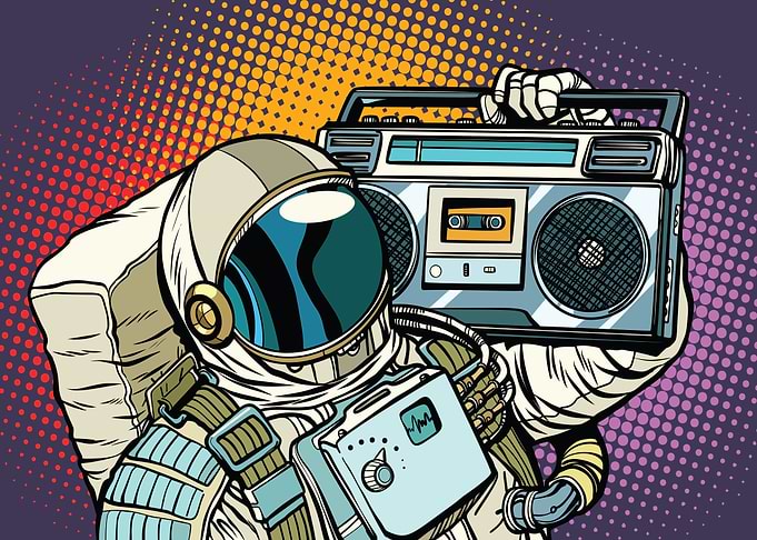 Astronaut with Boombox